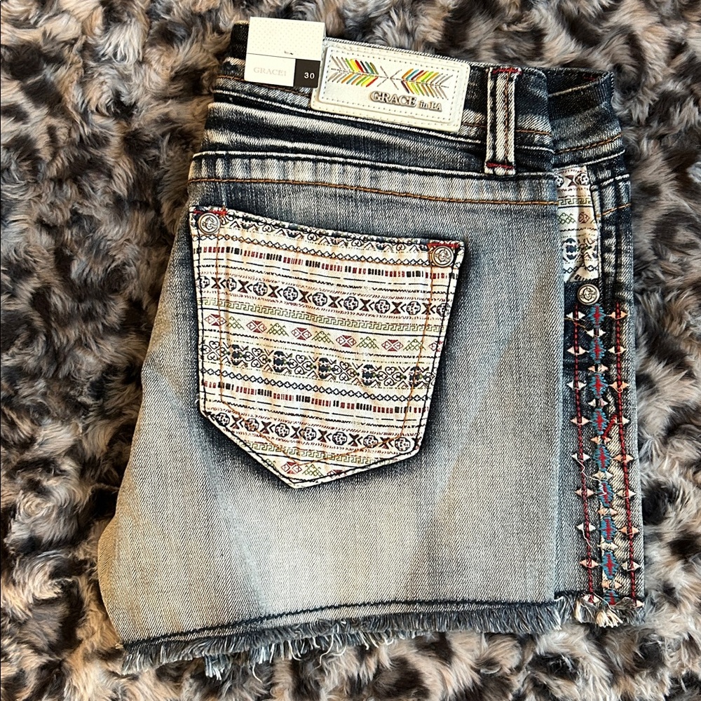 Grace in LA 30 patchwork shorts